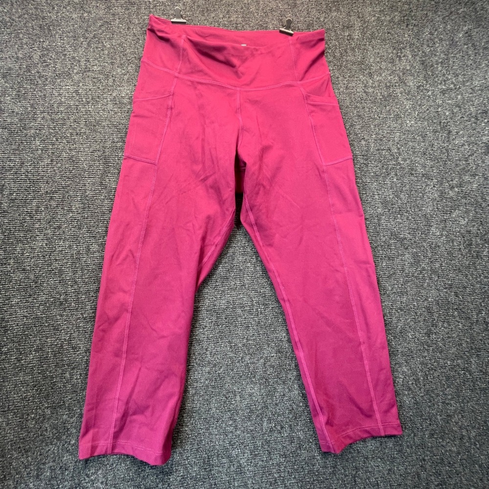 Hype Women LPink  Magenta High Waisted Capri Leggings Pockets Athletic Workout